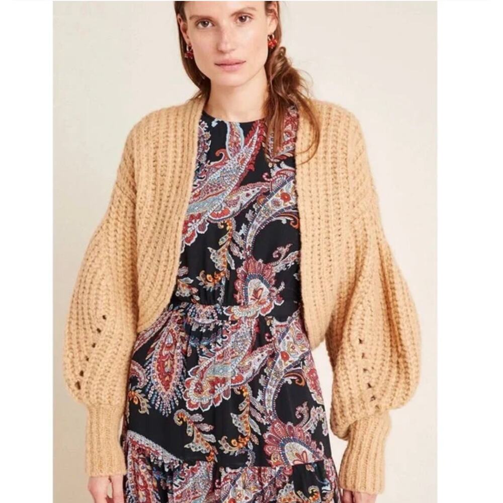Anthropologie‎ Rae Cropped Cardigan in Honey